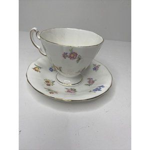 Adderley Bone China England Tea Cup & Saucer Flowers Gold Pink